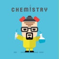 Chemist yellow suit with a respirator, chemistry