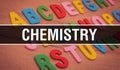 Chemistry with Back to school Education concept background. Abstract Education background with Colorful pencil crayons and