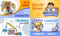 Chemistry banner set, cartoon style