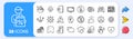 Chemistry beaker, Monitor and No microphone line icons. For web app, printing. App line icons. Vector