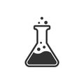 Chemistry beakers sign icon in flat style. Flask test tube vector illustration on white isolated background. Alchemy business