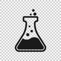 Chemistry beakers sign icon in transparent style. Flask test tube vector illustration on isolated background. Alchemy business