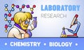 Chemistry biology concept banner, cartoon style Royalty Free Stock Photo