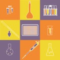 Chemistry biology icon set