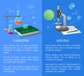 Chemistry and Biology Vector Banners with Flasks Royalty Free Stock Photo