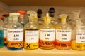 Chemistry bottles in a secondary school science lab