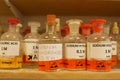 Chemistry bottles in a secondary school science lab