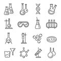 Chemistry or chemical laboratory line icon set Royalty Free Stock Photo