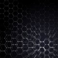 Chemistry 3D pattern, hexagonal molecule structure on black, scientific medical research. Medicine, science and Royalty Free Stock Photo