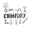 Chemistry doodle objects set. Vector illistration.