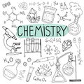 Chemistry doodles. Hand drawn science background. Back to school illustration.