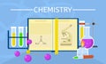 Chemistry experiment concept background, flat style Royalty Free Stock Photo