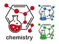 Chemistry, experiment, laboratory vector icons in flat design