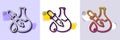 Chemistry experiment line icon. Laboratory flask sign. Analysis pipette. Halftone dotted pattern. Vector