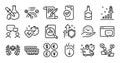 Chemistry experiment, Scroll down and Approved phone line icons set. Vector