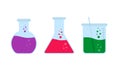 Chemistry flask set in flat style, vector Royalty Free Stock Photo