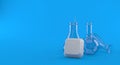 Chemistry flasks with blank keyboard key Royalty Free Stock Photo