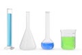 Chemistry flasks with colored liquid on white background background. Science chemistry concept. Laboratory test tubes Royalty Free Stock Photo