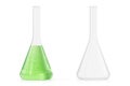 Chemistry flasks with colored liquid on white background. Science chemistry concept. Laboratory test tubes and flasks Royalty Free Stock Photo