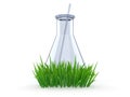 Chemistry flasks on grass Royalty Free Stock Photo