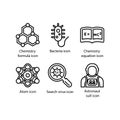 Chemistry formula, Bacteria, Chemistry equation, Atom, Search virus, Astronaut suit, icon Royalty Free Stock Photo