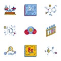 Chemistry formula icon set, hand drawn style