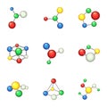 Chemistry formula icons set, cartoon style