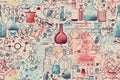 Chemistry formulas. Beautiful seamless pattern picture. Generative AI