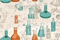 Chemistry formulas. Beautiful seamless pattern picture. Generative AI Royalty Free Stock Photo