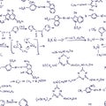 Chemistry Formulas. Seamless. Royalty Free Stock Photo