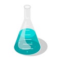 Chemistry glass transparent flask icon, isometric style