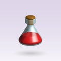 chemistry glassware 3d icon. flask chemistry with red liquid 3d icon