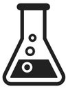 Chemistry icon. Glass flask with fluid. Chemical reaction