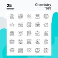 25 Chemistry Icon Set. 100% Editable EPS 10 Files. Business Logo Concept Ideas Line icon design Royalty Free Stock Photo