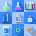 Chemistry icon set, flat style Royalty Free Stock Photo