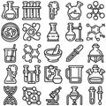 Chemistry icon set, outline style Royalty Free Stock Photo