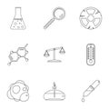 Chemistry icon set, outline style Royalty Free Stock Photo