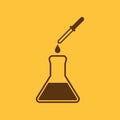 The chemistry icon. Test and analysis, genetics, laboratory, biology symbol. Flat