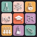 Chemistry icons for learning and web applications Royalty Free Stock Photo