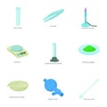 Chemistry icons set, cartoon style Royalty Free Stock Photo
