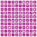 100 chemistry icons set grunge pink Royalty Free Stock Photo