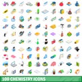 100 chemistry icons set, isometric 3d style Royalty Free Stock Photo