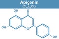 Chemistry illustration of Apigenin in blue Royalty Free Stock Photo