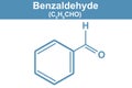 Chemistry illustration of Benzaldehyde in blue Royalty Free Stock Photo