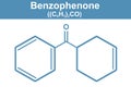 Chemistry illustration of Benzophenone in blue