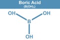 Chemistry illustration of boric acid in blue Royalty Free Stock Photo