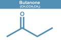 Chemistry illustration of Butanone in blue