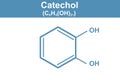 Chemistry illustration of Catechol C6H4(OH)2 in blue Royalty Free Stock Photo