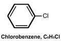 Chemistry illustration of Chlorobenzene structure C6H5Cl Royalty Free Stock Photo