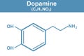 Chemistry illustration of dopamine in blue Royalty Free Stock Photo